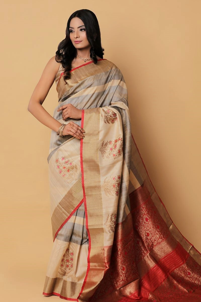 Buy Cream Sarees for Women by VSAREE.COM Online | Ajio.com