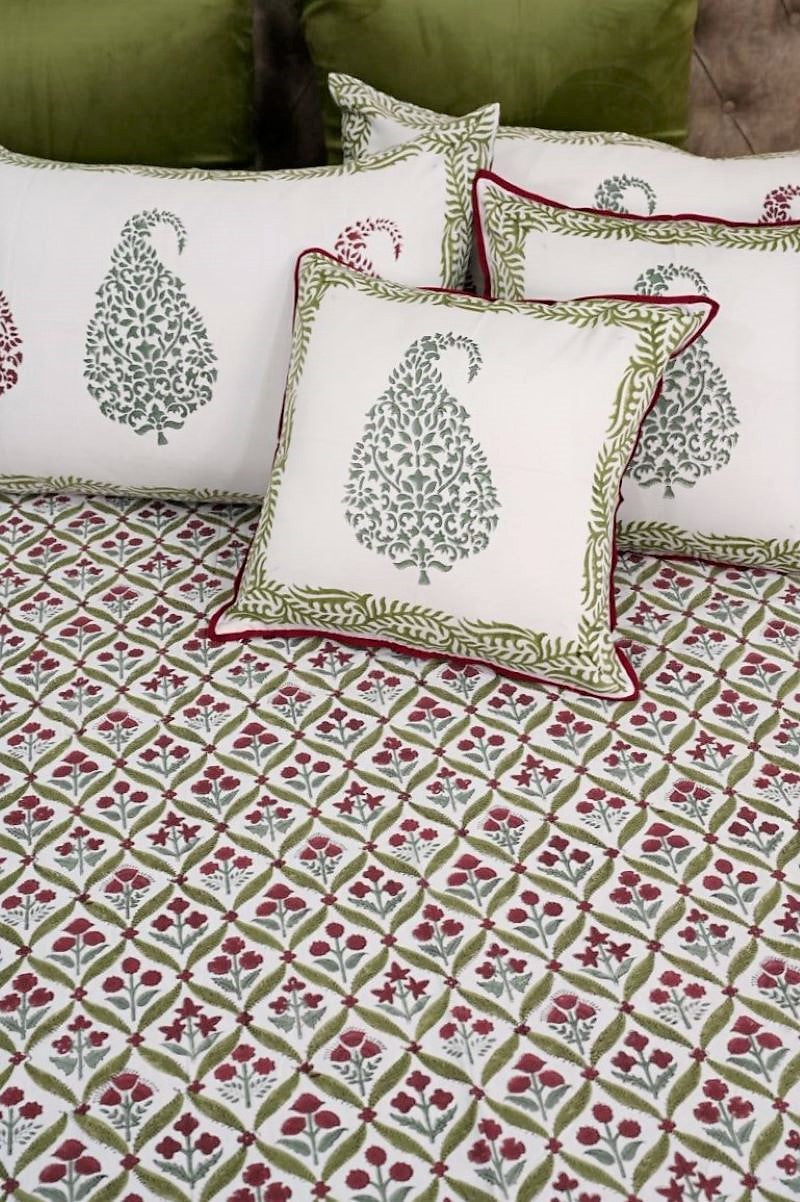 Green-Sanganeri-Print-Bedsheet-Glace-Cotton-Bedsheet-Online
