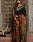 Black Ajrakh Modal Silk Saree