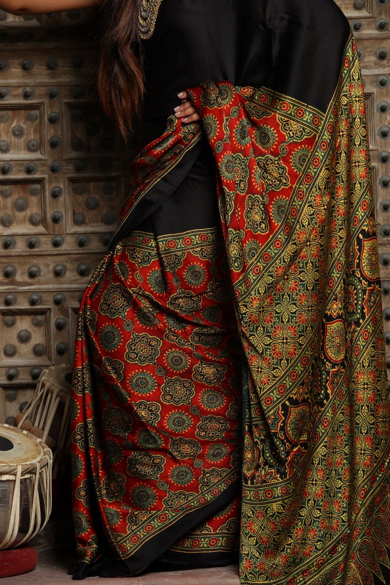 Modal Silk Ajrakh Saree