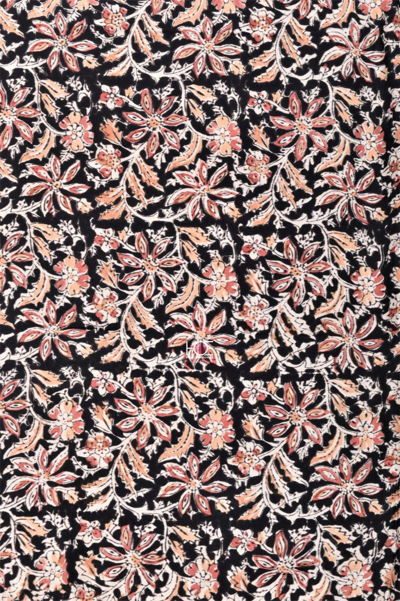 Black Pink Floral / Modal Silk | Kalamkari | 3 Pcs Suit - Handcrafted Home decor and Lifestyle Products