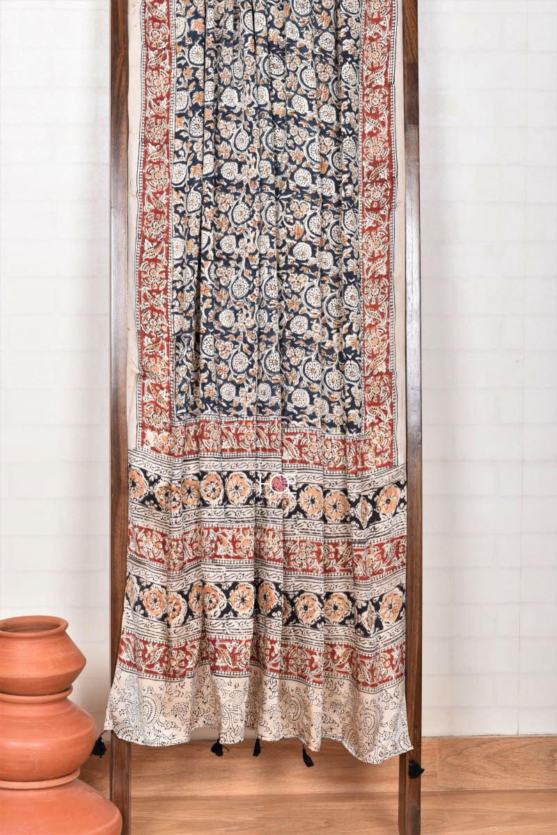 Blue Blossom / Modal Silk | Kalamkari | 3 Pcs Suit - Handcrafted Home decor and Lifestyle Products