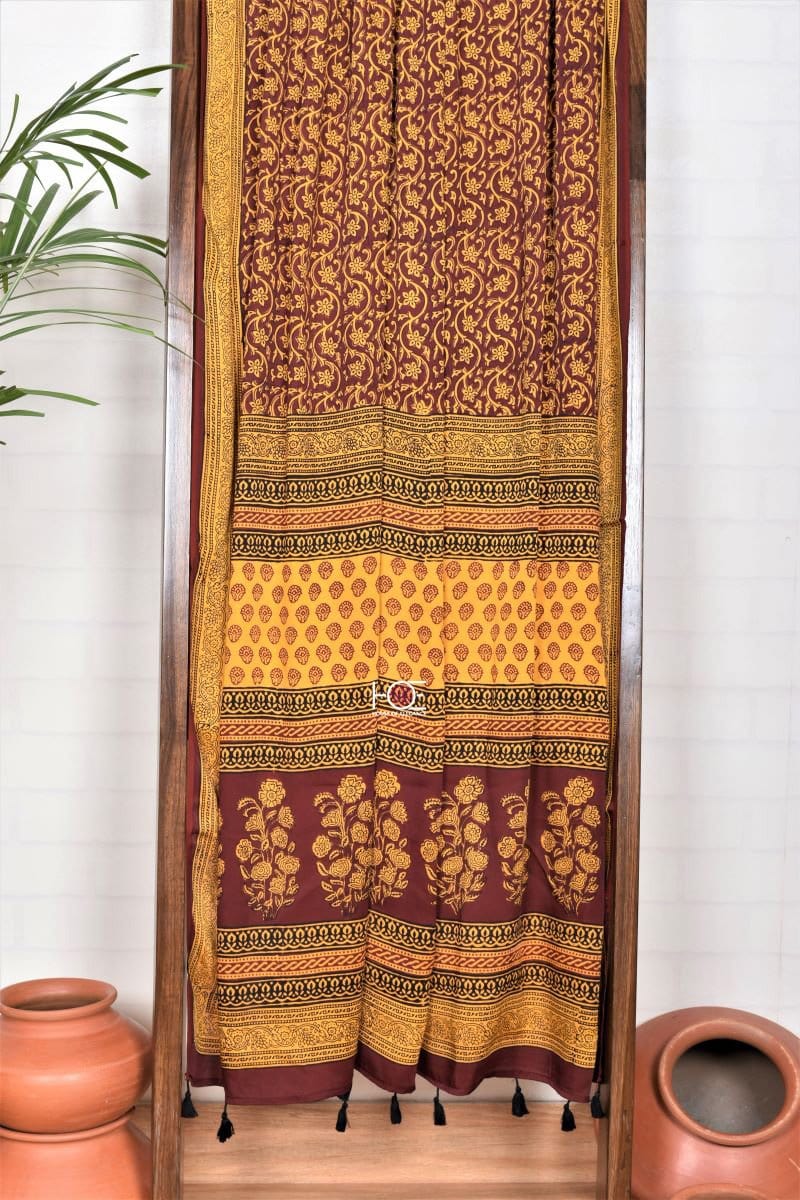 Yellow Buti Jaal / Modal Silk | Bagh | 3 Pcs Suit - Handcrafted Home decor and Lifestyle Products