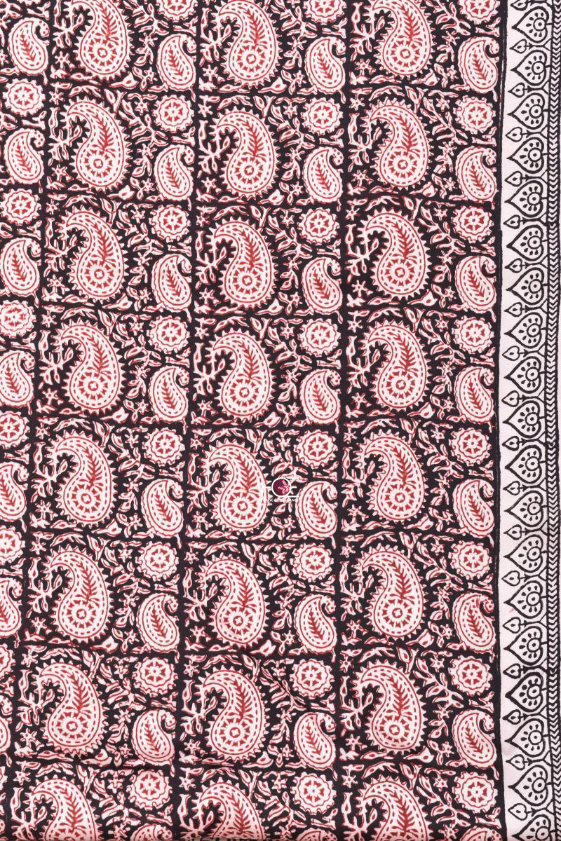 Black Red Paisley / Modal Silk | Bagh | 3 Pcs Suit - Handcrafted Home decor and Lifestyle Products