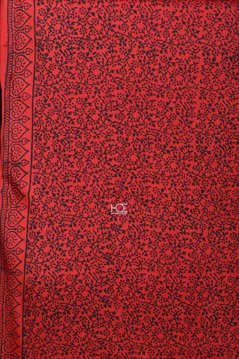 Red Paisley Jaal / Modal Silk | Bagh | 3 Pcs Suit - Handcrafted Home decor and Lifestyle Products