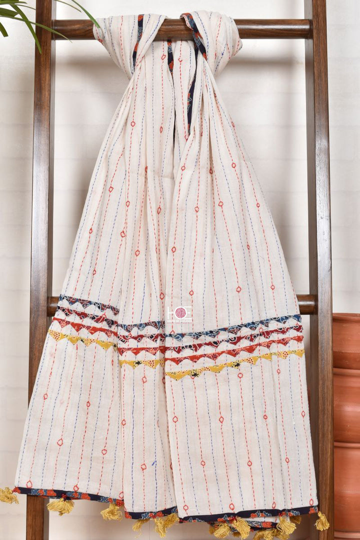 Kantha on Mahogany Spire / Ajrakh | Cotton | 2 Pcs Suit - Handcrafted Home decor and Lifestyle Products