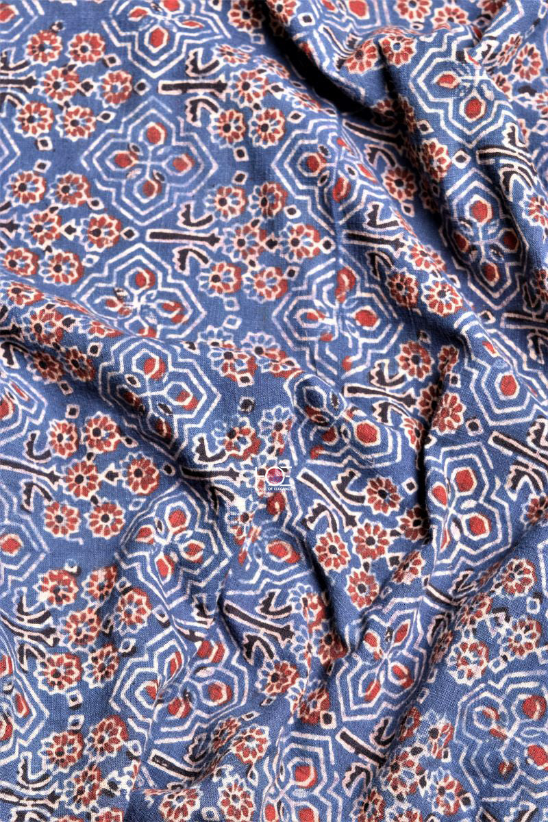 Kantha on Indigo Flory / Ajrakh | Organic Cotton | 2 Pcs Suit - Handcrafted Home decor and Lifestyle Products