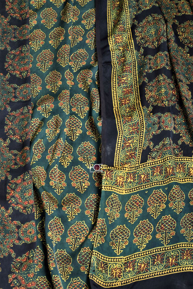 Unstitched Ajrakh Modal Silk Suit Dress Material - House of Elegance