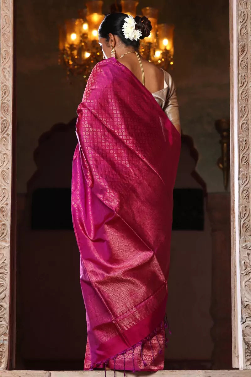 Magenta Handloom Kanjivaram Silk Saree