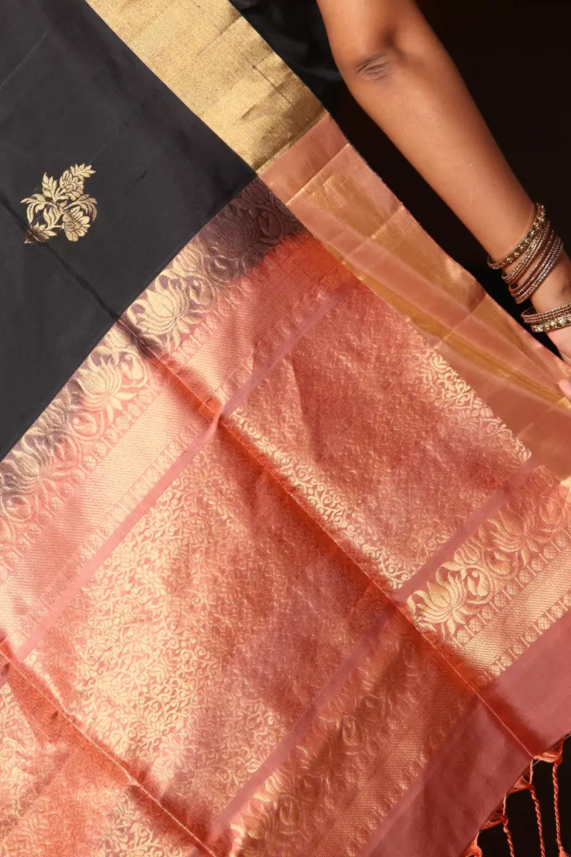 Black Kanjivaram Mulberry Silk Saree