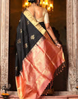 Black Handloom Kanjivaram Pure Silk Saree