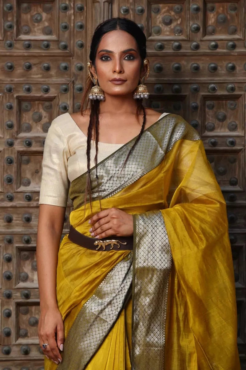 Mustard Maheshwari Sico Saree