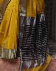 Stripe Yellow Maheshwari Silk Saree