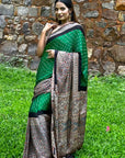 Green Bandhej Ajrakh Modal Silk Saree