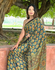 Ajrakh Modal Silk Saree