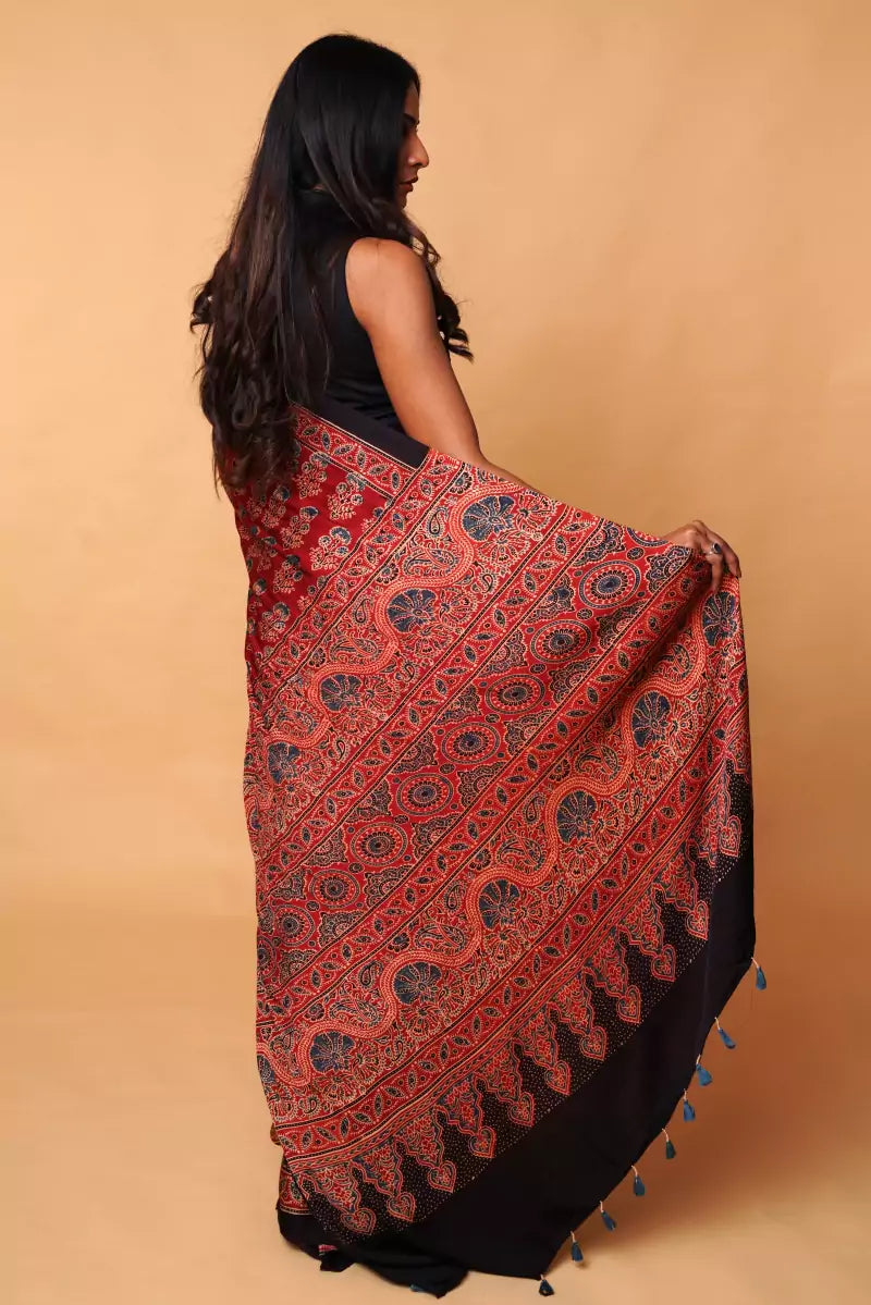 Modal Silk Ajrakh Saree