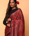 Red Modal Silk Ajrakh Saree