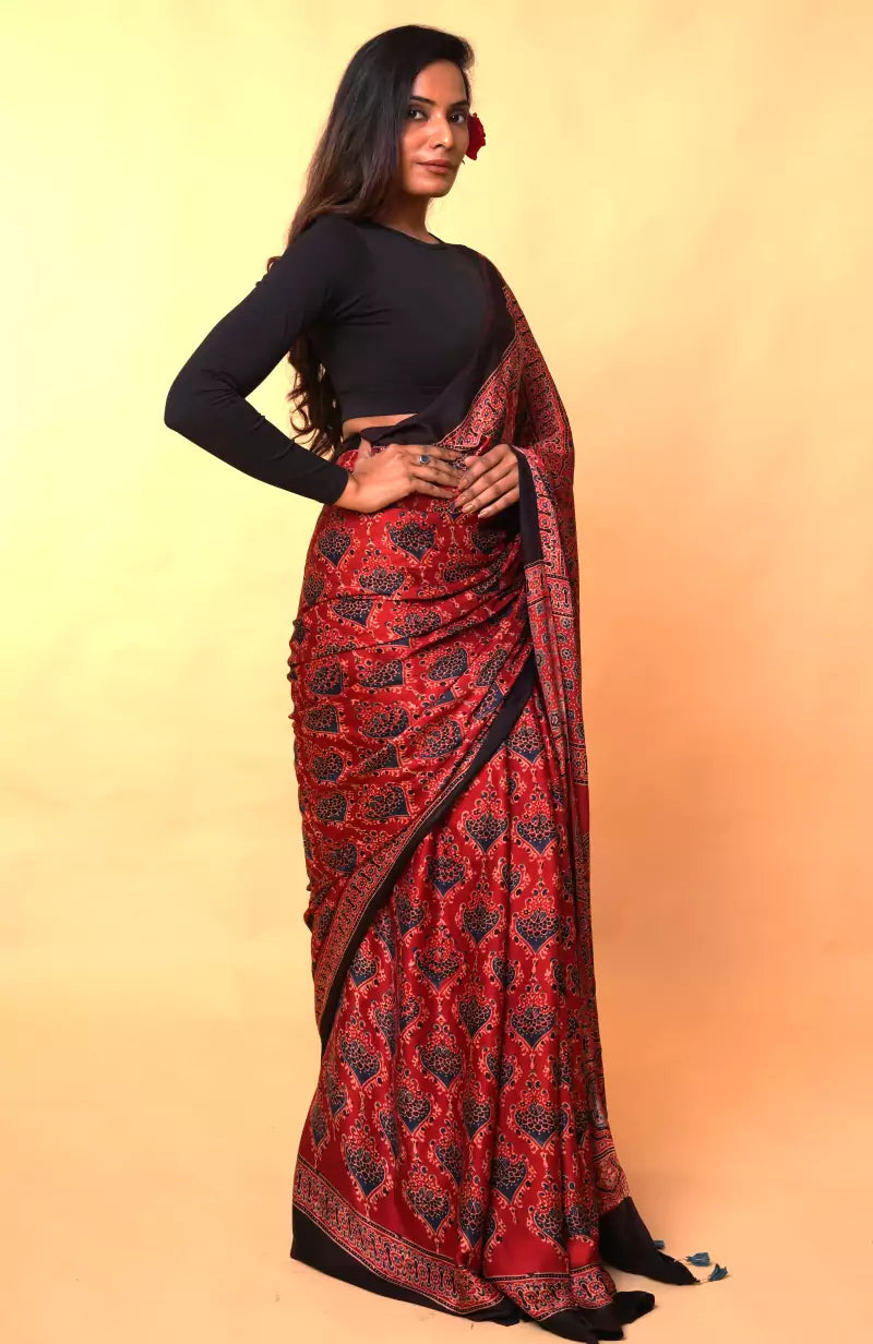 Modal Silk Ajrakh Saree