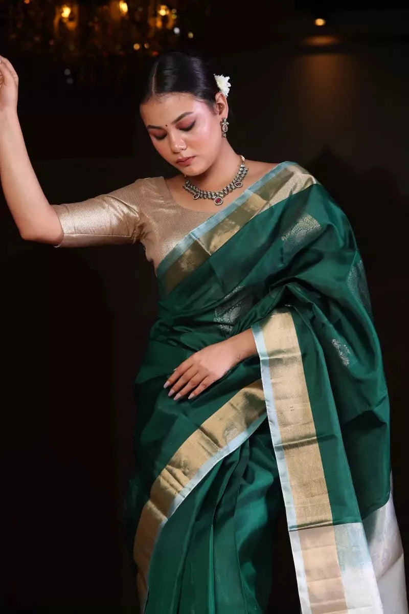 Handloom Green Kanjivaram Pure Silk Saree