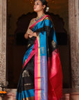 Black Blush Soft Silk Kanjivaram Saree