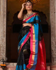 Black Mulberry Silk Kanjivaram Saree