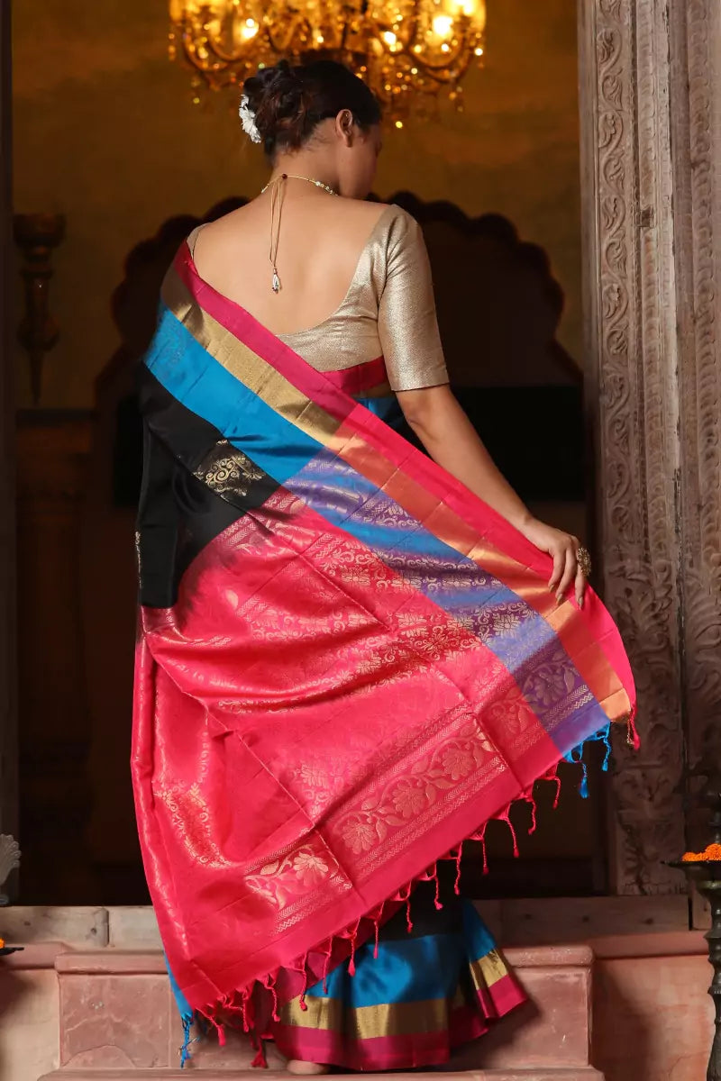 Half Saree Lehenga Choli in Mehendi Kanjivaram Silk South Indian Lehenga in  USA, UK, Malaysia, South Africa, Dubai, Singapore