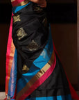 Black Blush Soft Silk Kanchipuram Saree