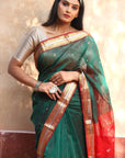 Green Maheshwari Cotton Silk Saree