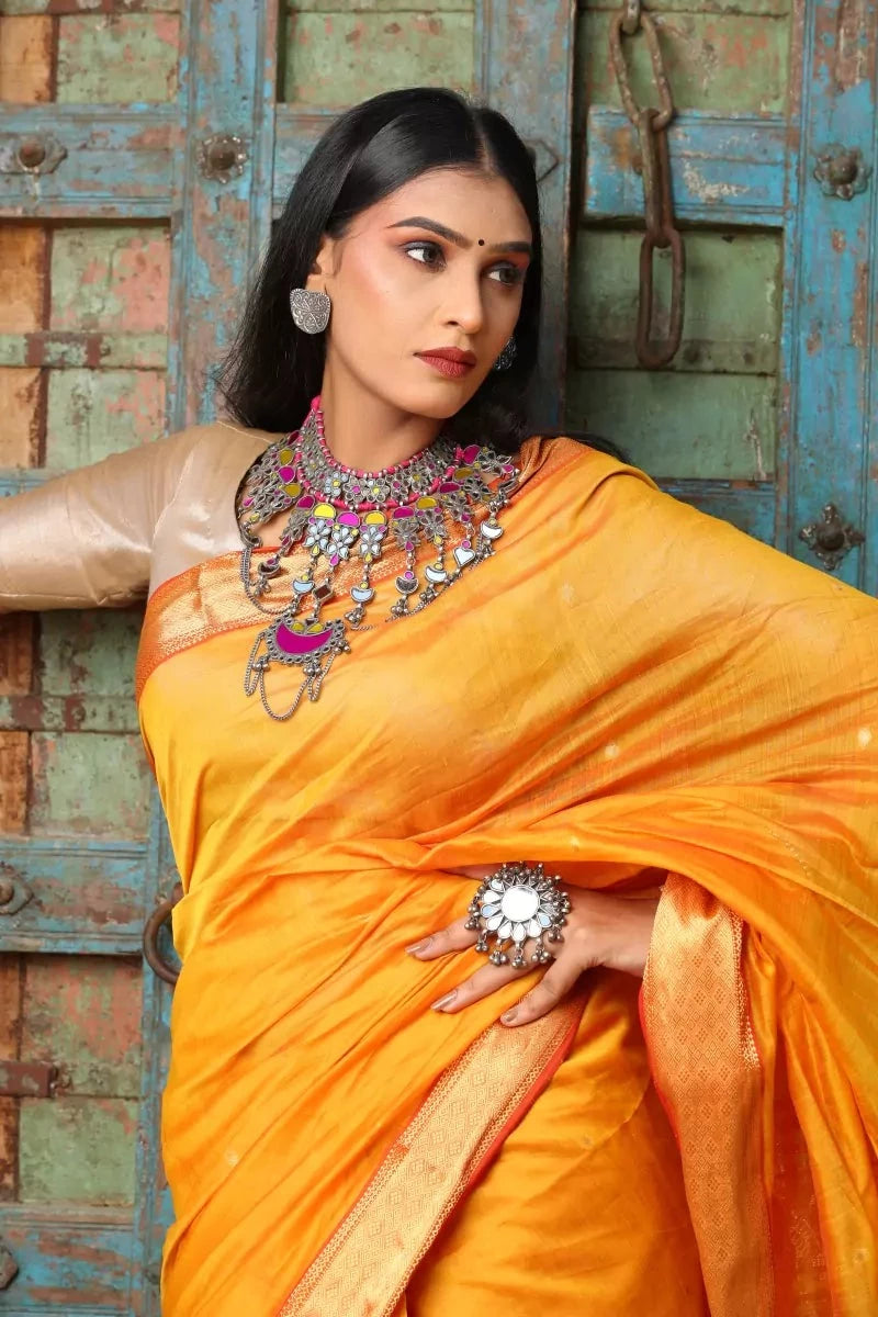 Yellow Maheshwari SiCo Saree