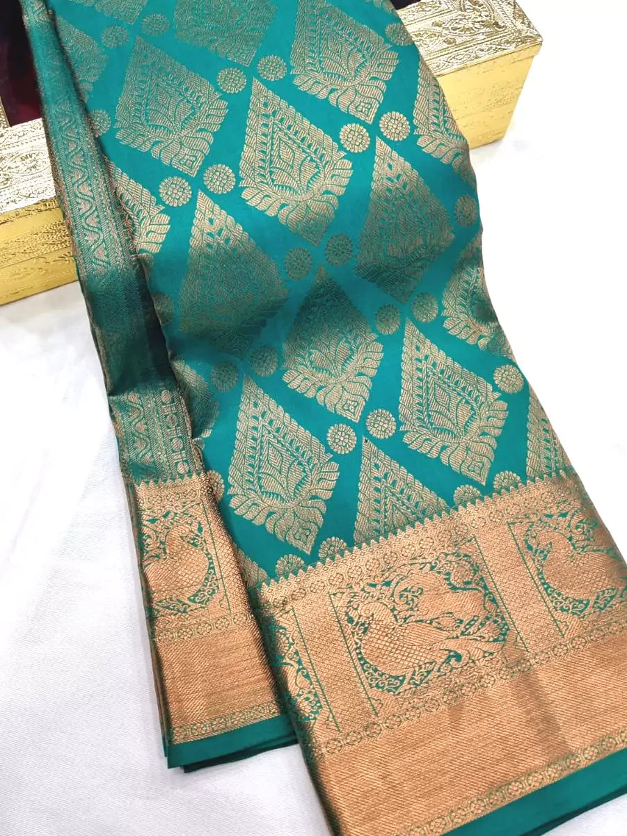 Blue Handloom Kanjivaram silk Zari Saree