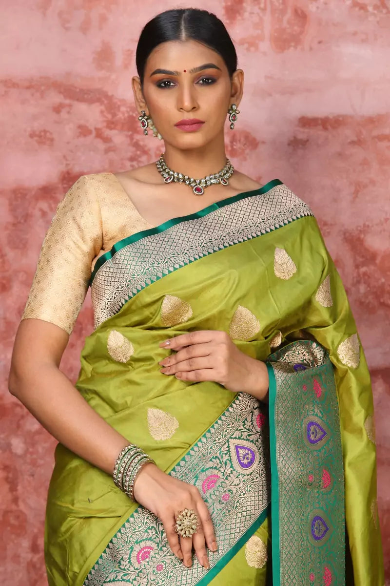 Green Banarasi Katan Silk Saree