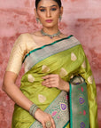 Green Banarasi Katan Silk Saree