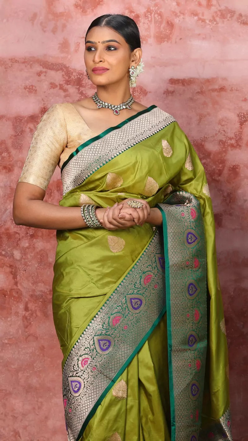 Green Meenakari Banarasi Katan Silk Saree