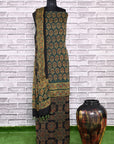 Green Kamal Pital Unstitched Modal Silk Ajrakh Print Suit